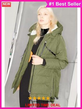 Thickened Polyester Down Jacket Fleece-Lined Hood Winter Coat